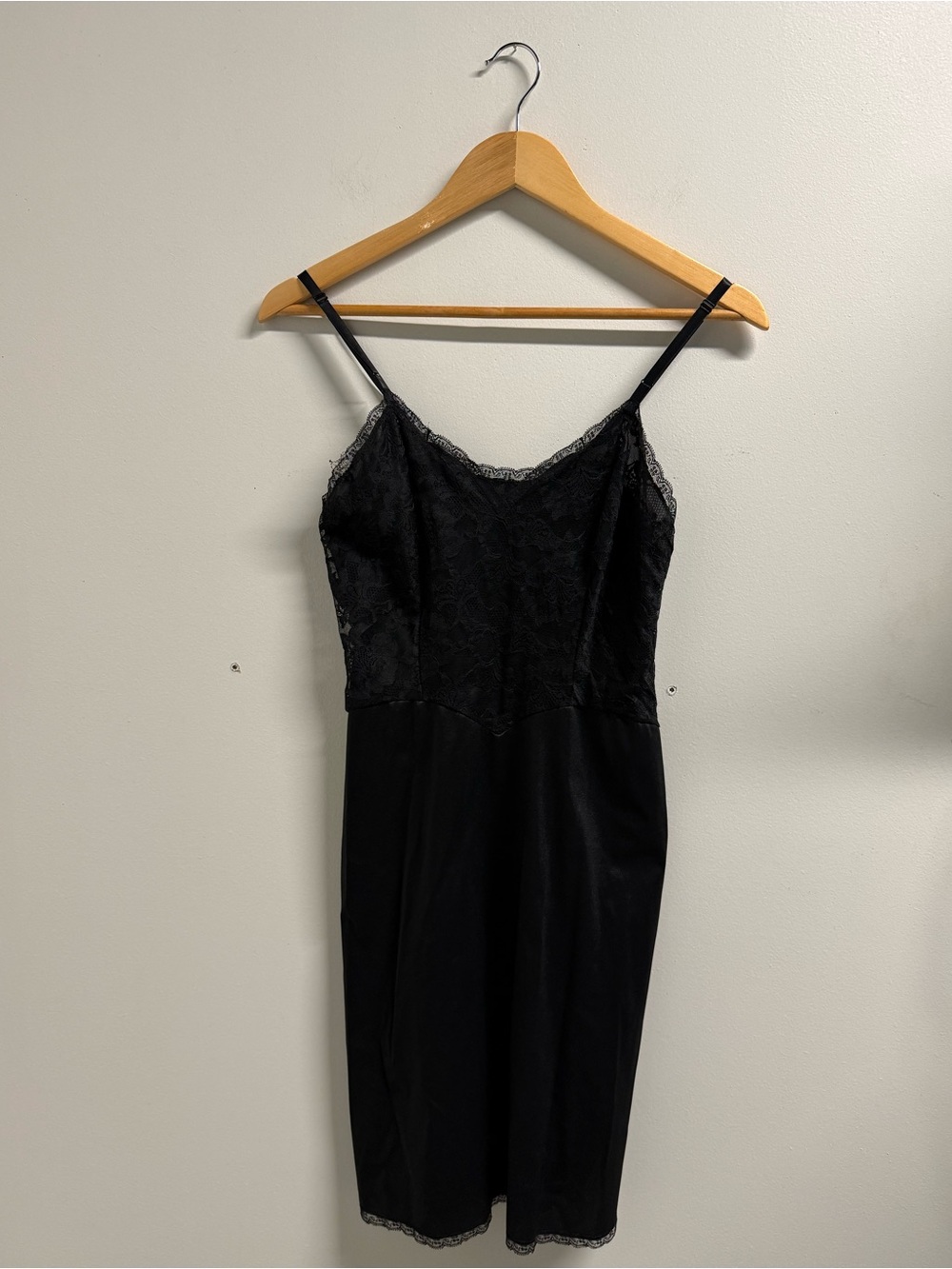 Vintage 1950s Black Lace Slip Dress